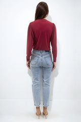 DASHA BERRY BODYSUIT WITH LONG SLEEVES