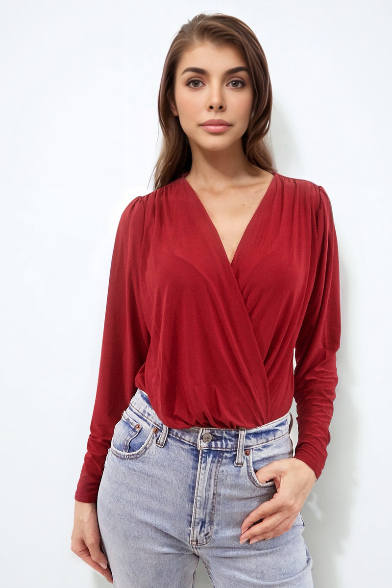 DASHA BERRY BODYSUIT WITH LONG SLEEVES