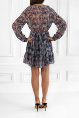 DREW FLORAL PRINTED MINI DRESS WITH LONG SLEEVES