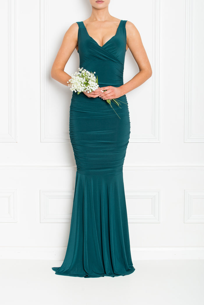 GABBY FOREST GREEN FISHTAIL BRIDESMAID MAXI DRESS