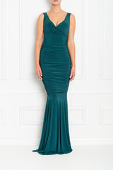 GABBY FOREST GREEN FISHTAIL BRIDESMAID MAXI DRESS