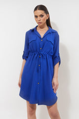 COLBY BLUE SHORT SHIRT DRESS