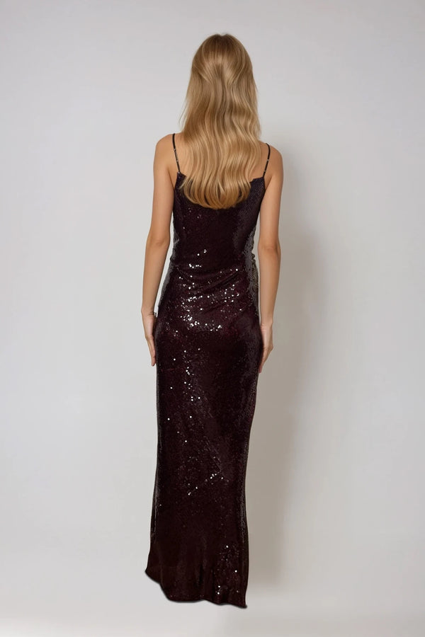 SARA BERRY SEQUIN EMBELLISHED MAXI SLIP CAMI DRESS