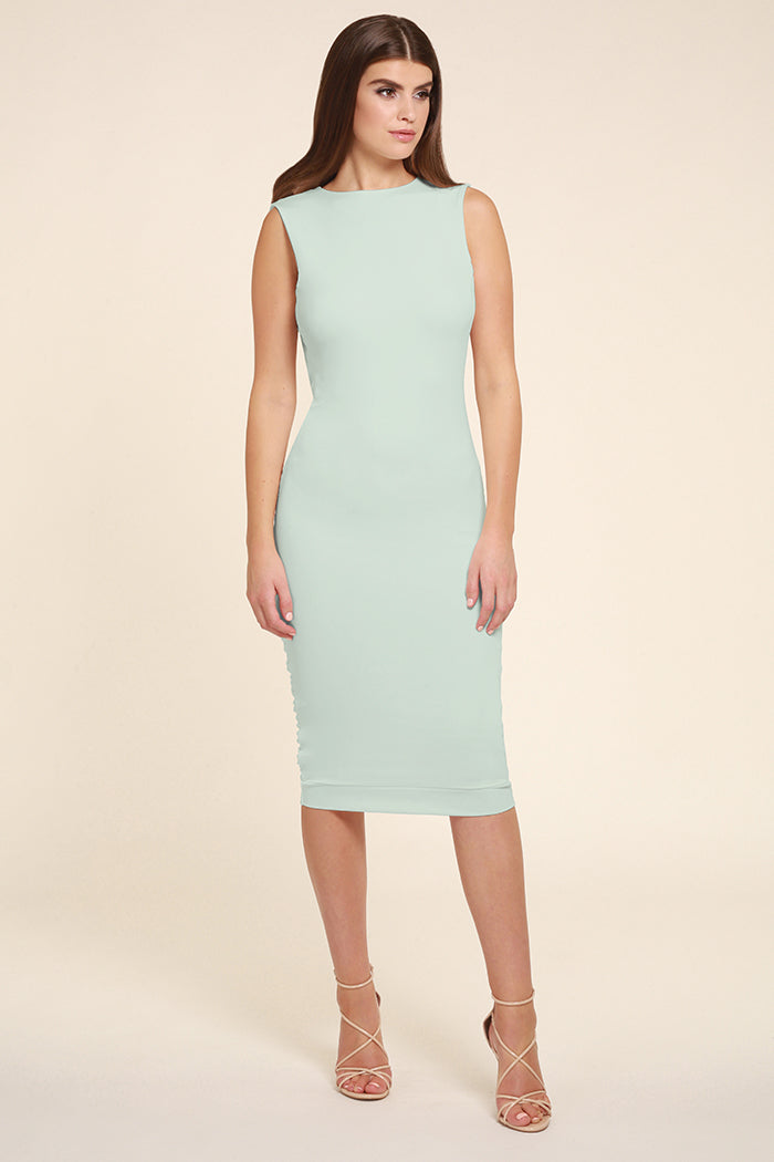 HONOR GOLD BELLA MINT BACKLESS SLEEVELESS MIDI DRESS Honor Gold